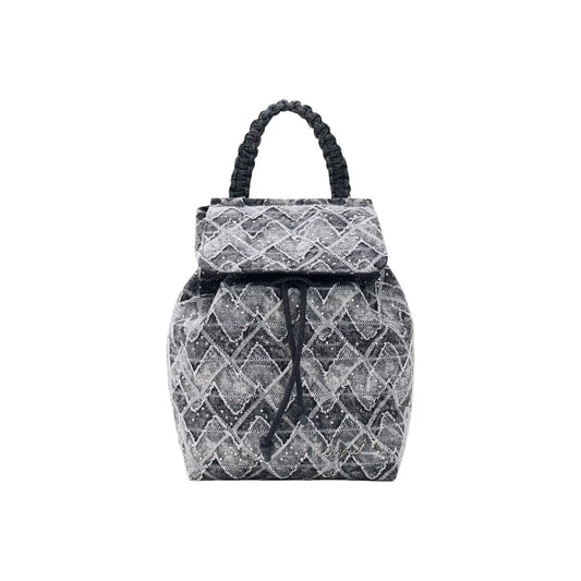 Desigual Women Grey Embellished Denim Mini Rucksack Bag For Stylish Travel by Desigual