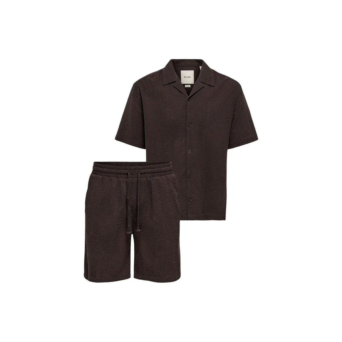 Only & Sons Men's Cruz Brown Seersucker Cotton Set