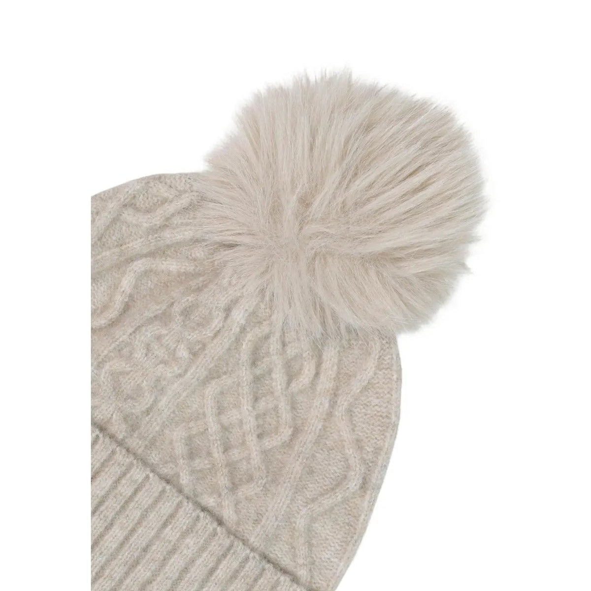 Pieces Women's Avia Beige Pompom Knit Hood