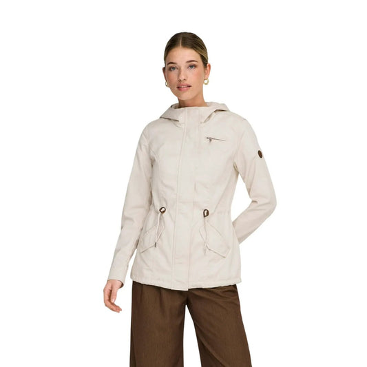 Only Women Beige Hooded Turtleneck Blazer Zip Front Versatile Jacket by Only