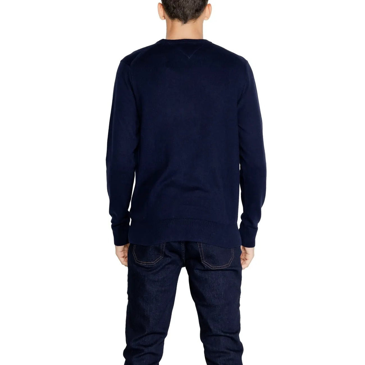 Tommy Hilfiger Men's Blue Printed Crew Neck Organic Cotton Sweater