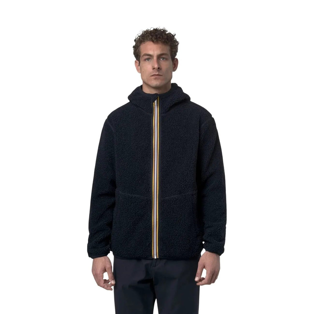 K-Way Men's Jack Sherpa Blue Hooded Jacket