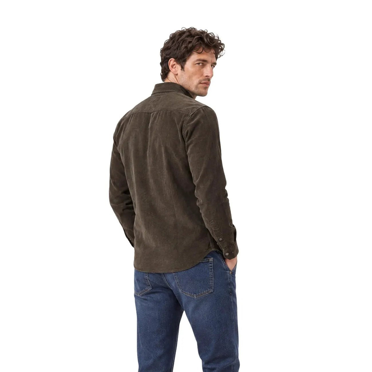 Gianni Lupo Men's Green Cotton Wide Collar Shirt