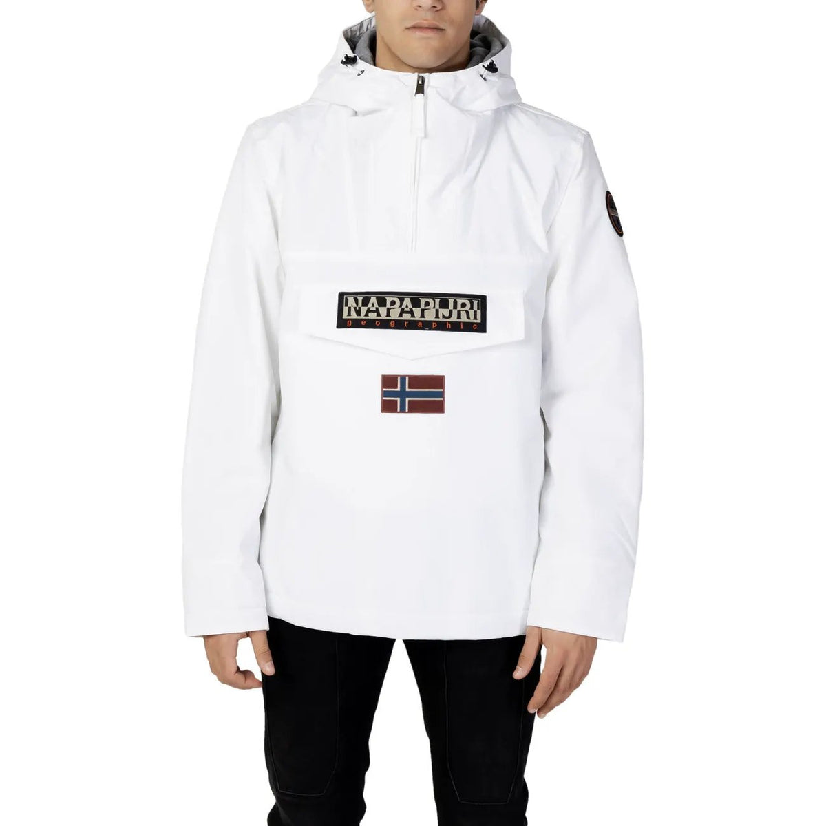 Napapijri Men's White Nylon Hooded Jacket