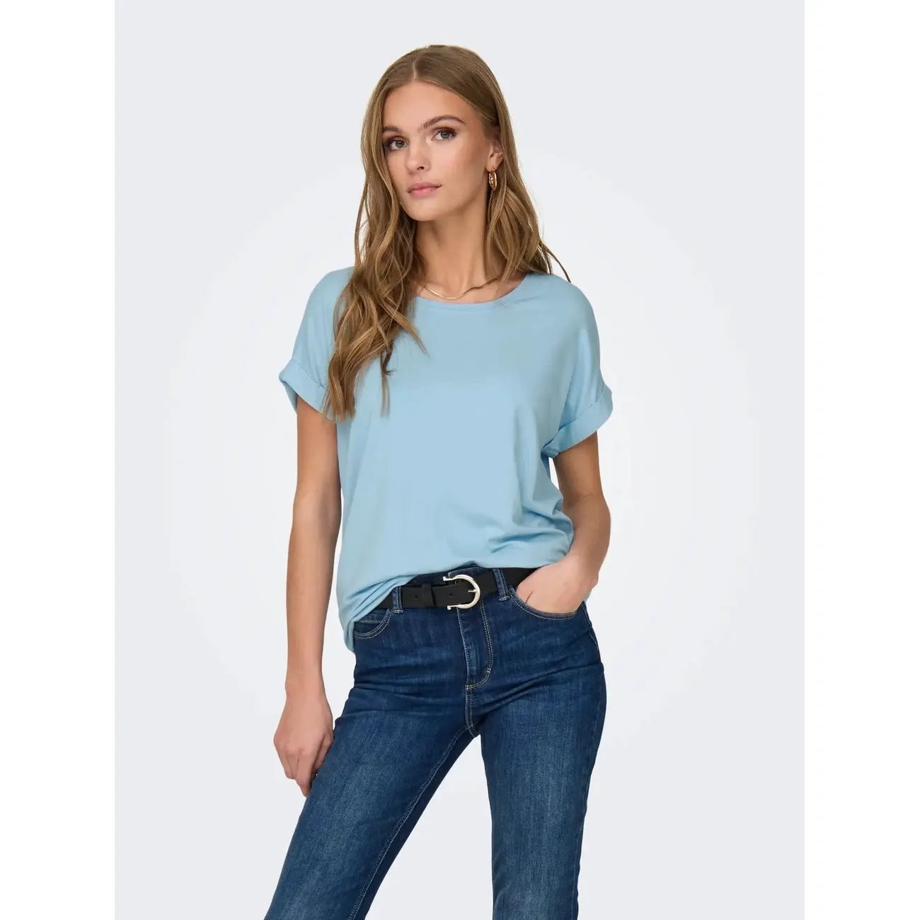 Only Women Pink Luxe Viscose Blend Comfortable Short Sleeve T Shirt by Only