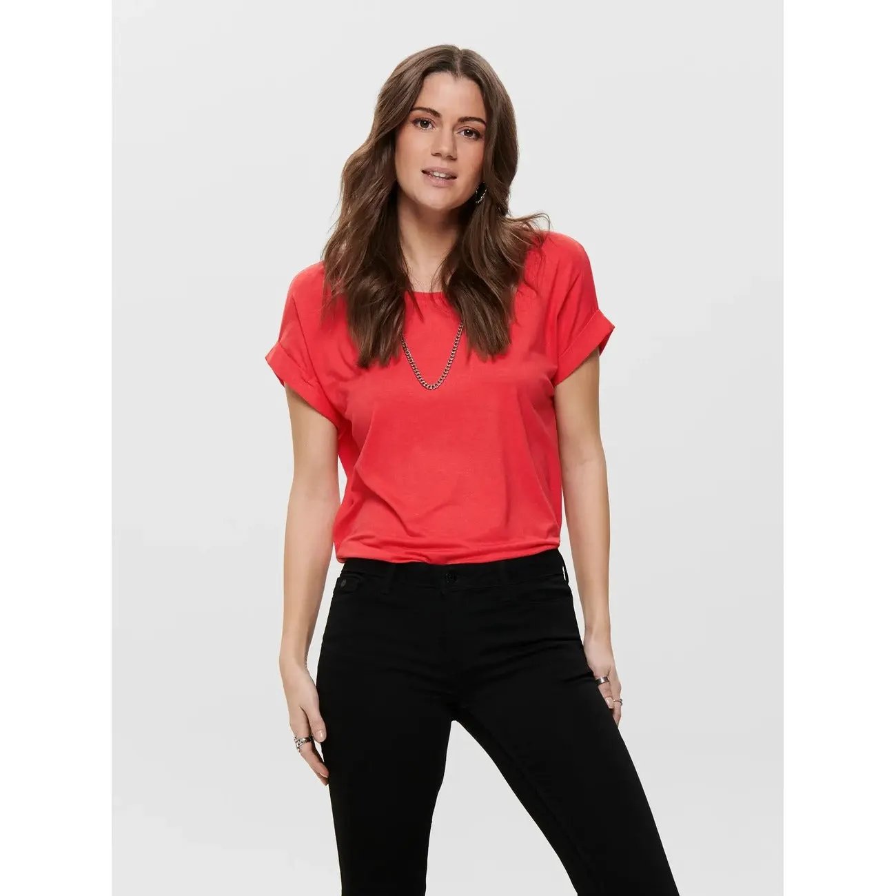 Only Women Pink Luxe Viscose Blend Comfortable Short Sleeve T Shirt by Only