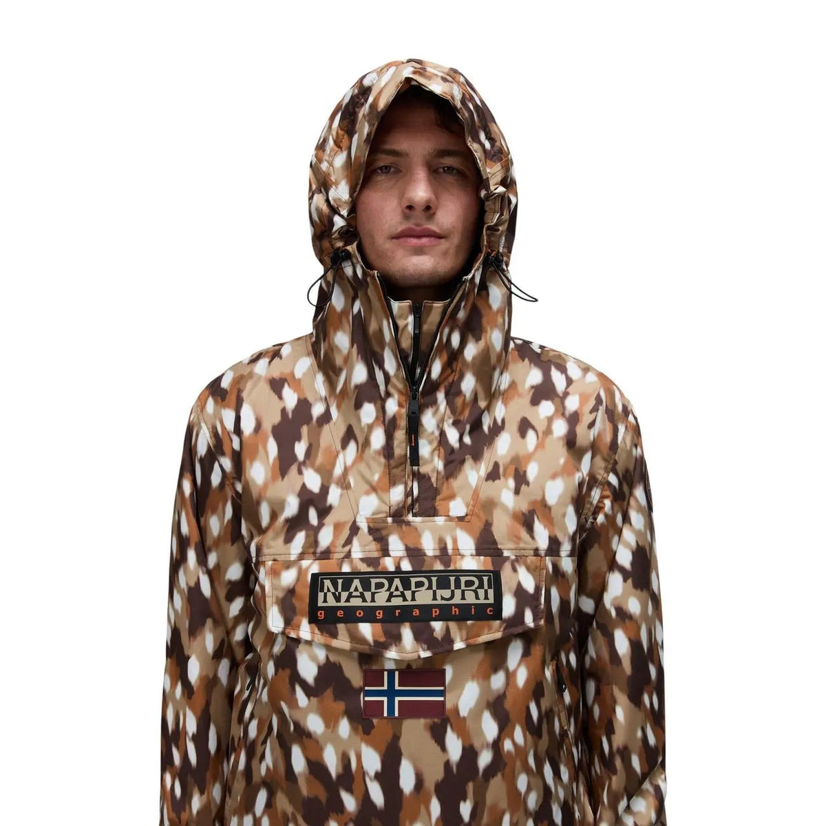 Napapijri Men's Rf Next Light Blue Printed Hooded Jacket