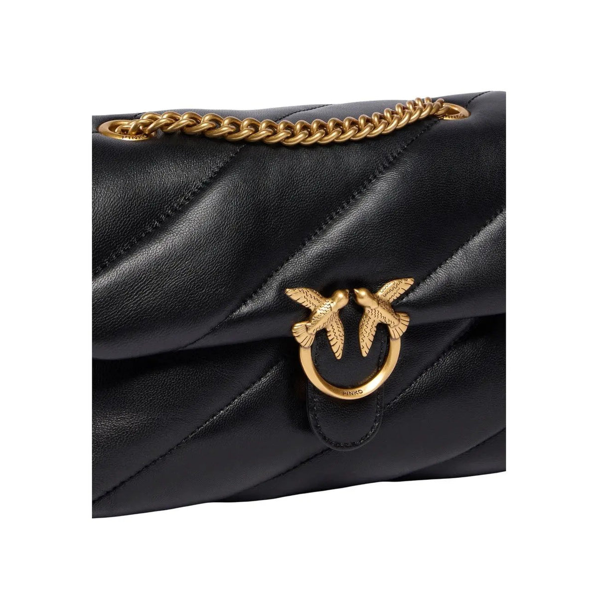 Pinko Women's Puff Black Leather Handbag