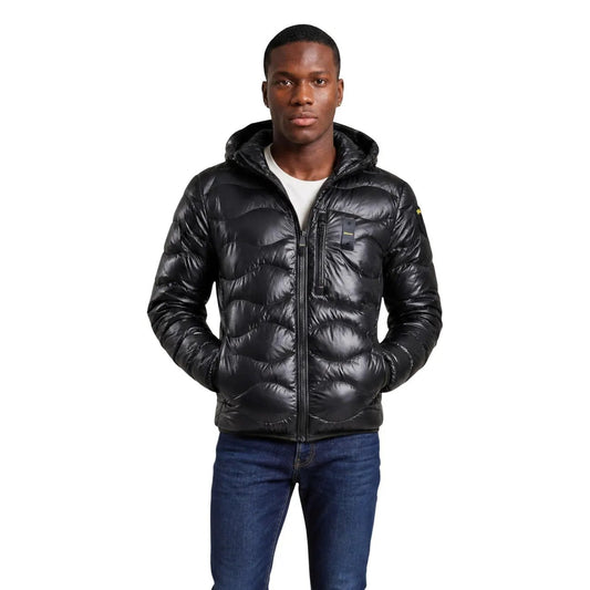 Blauer Men's Black Wave Hooded Jacket