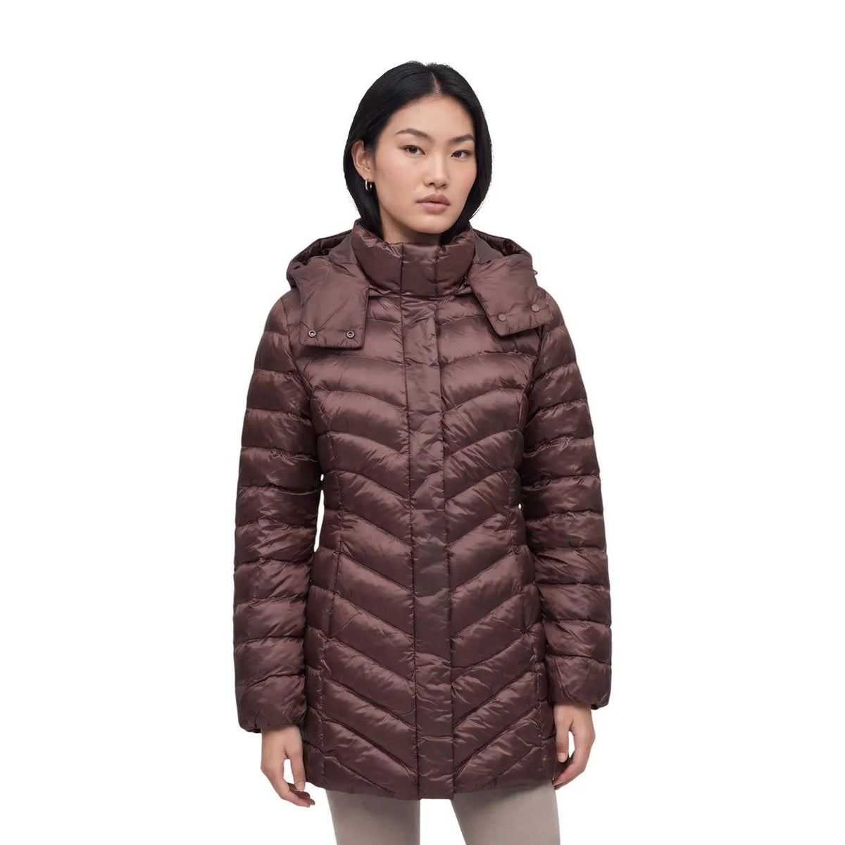 EA7 Women's Brown Nylon Hooded Jacket