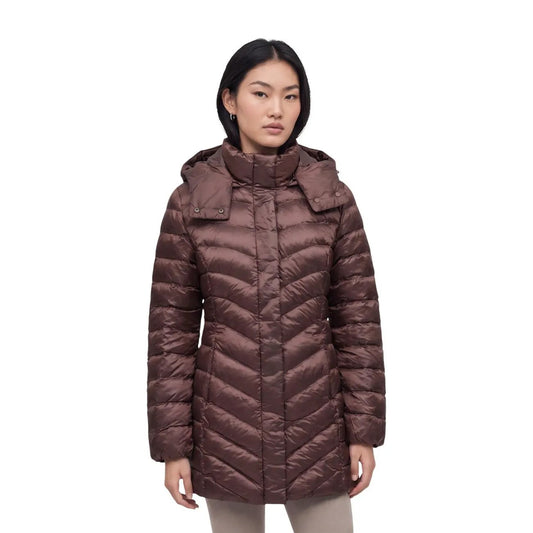 EA7 Women's Brown Nylon Hooded Jacket