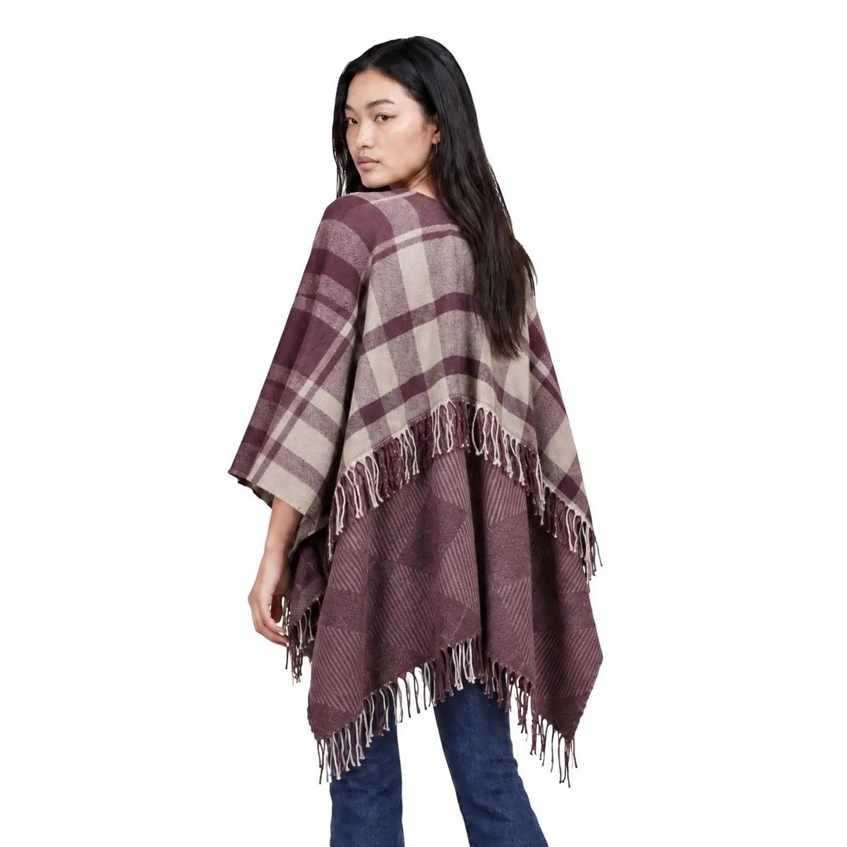 Pieces Women's Adelia Bordeaux Knit Poncho