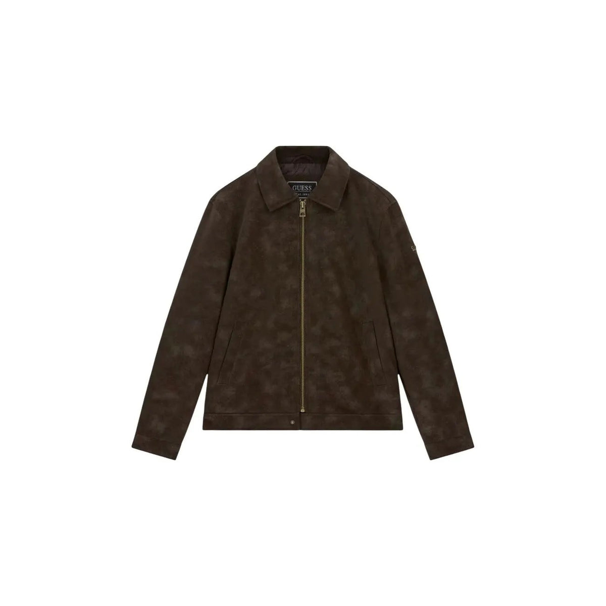 Guess Men's Brown Monogram Faux Leather Jacket