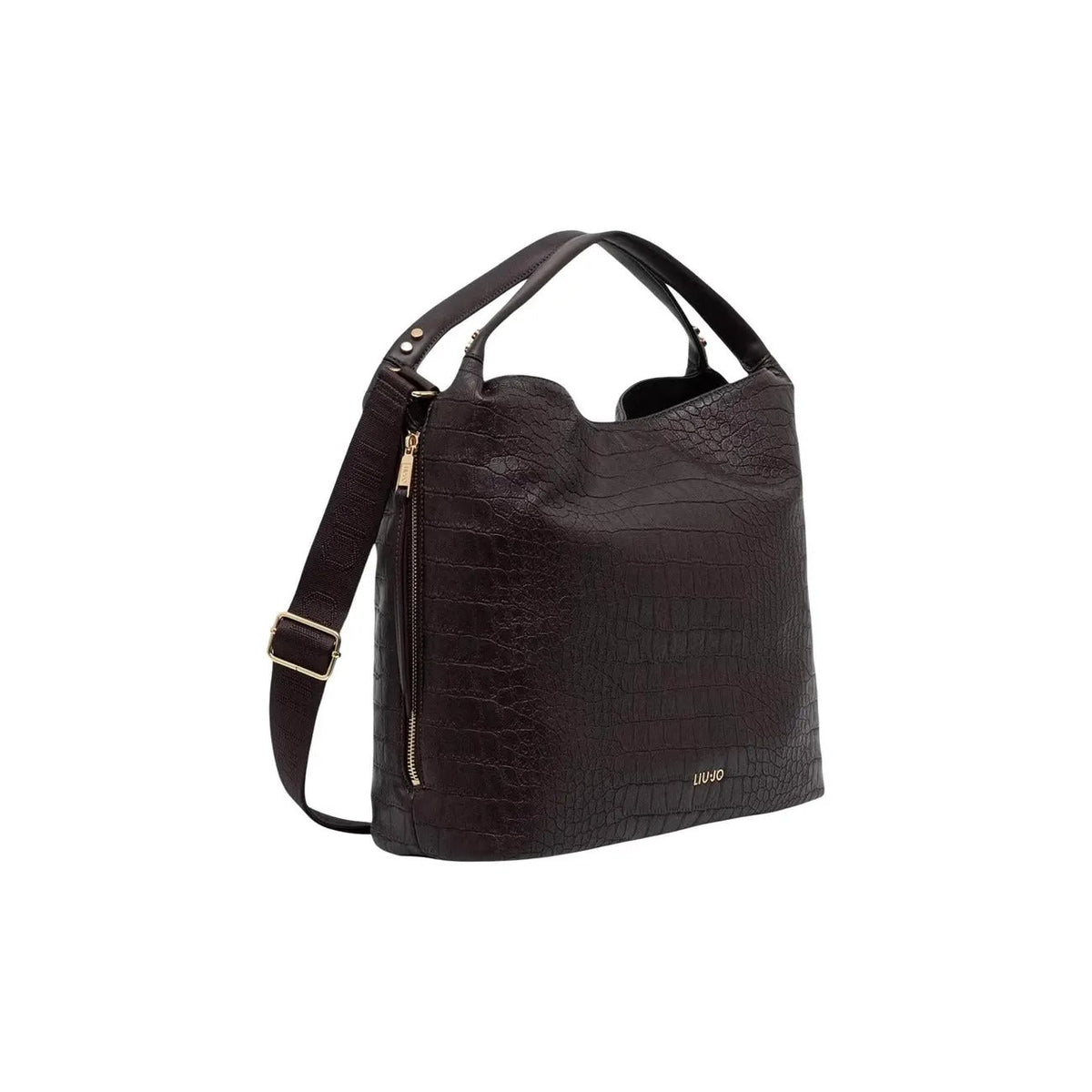 Liu Jo Women Elegant Brown Leather Textured Crossbody Bag Zip Closure by Liu Jo
