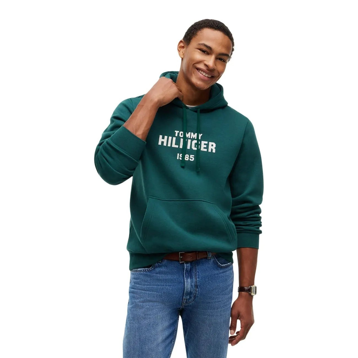 Tommy Hilfiger Men's Green Hooded Sweatshirt