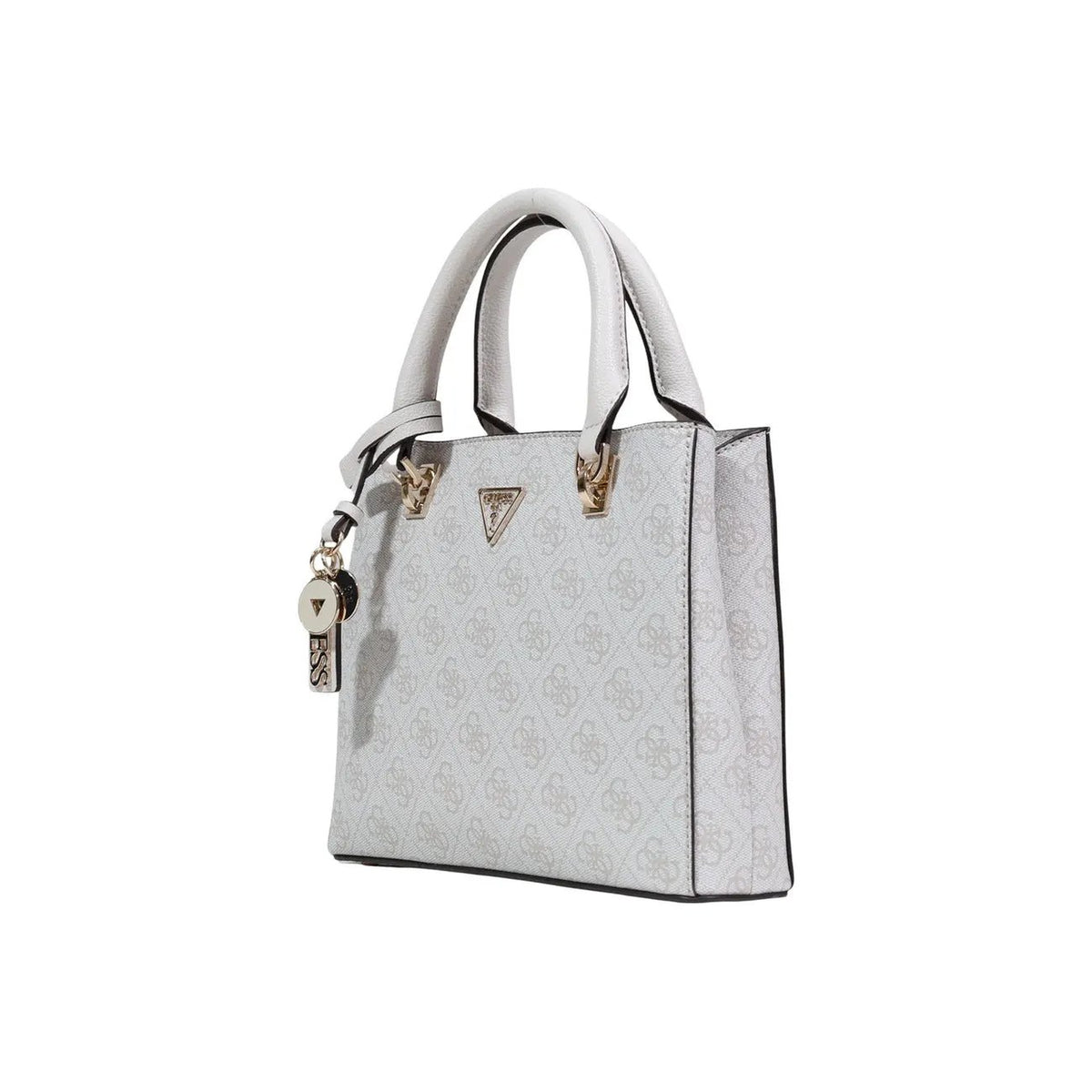 Guess Women's White Noelle II Faux Leather Bag with Zip Top