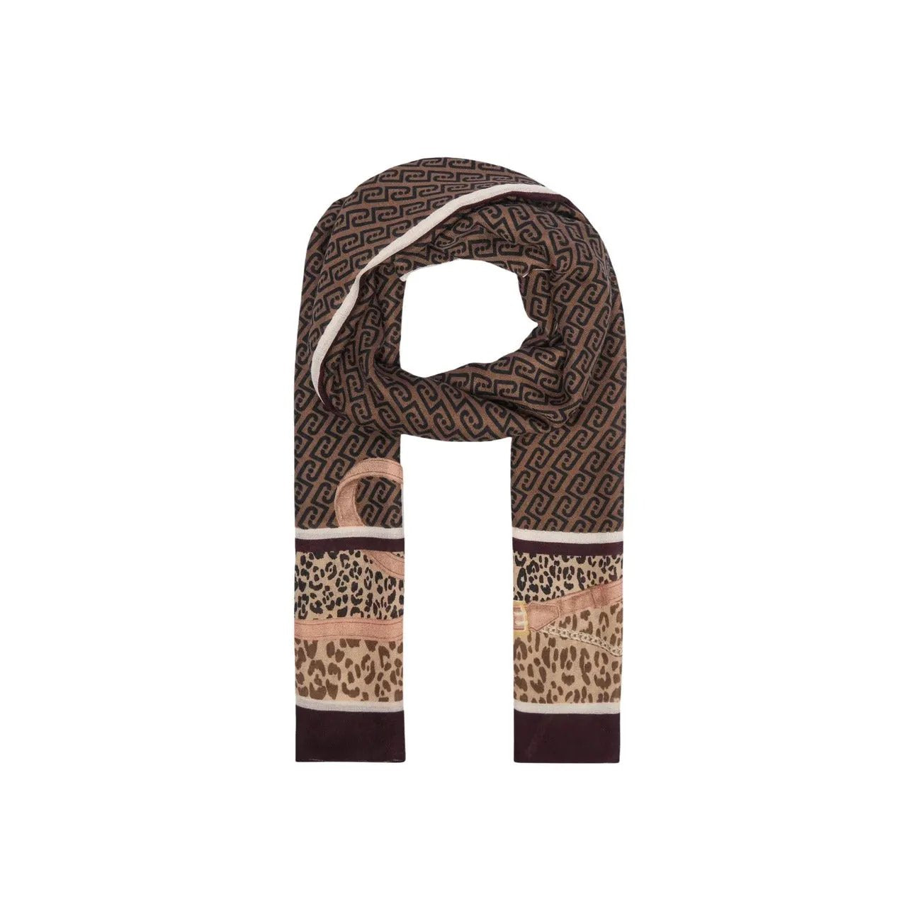 Liu Jo Women Elegant Grey Patterned Winter Scarf Shawl With Fringe Detail by Liu Jo