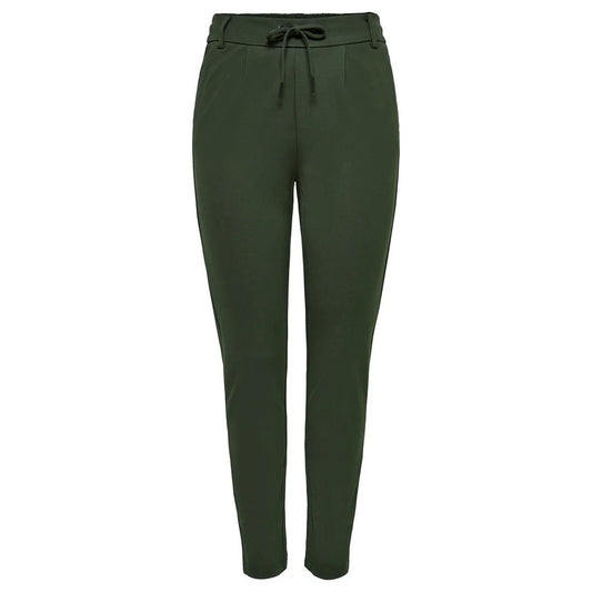 Only Women Green Lace Up Trousers Soft Viscose Casual Fall Pants by Only