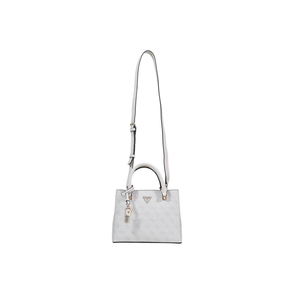 Guess Women's White Noelle II Faux Leather Bag with Zip Top