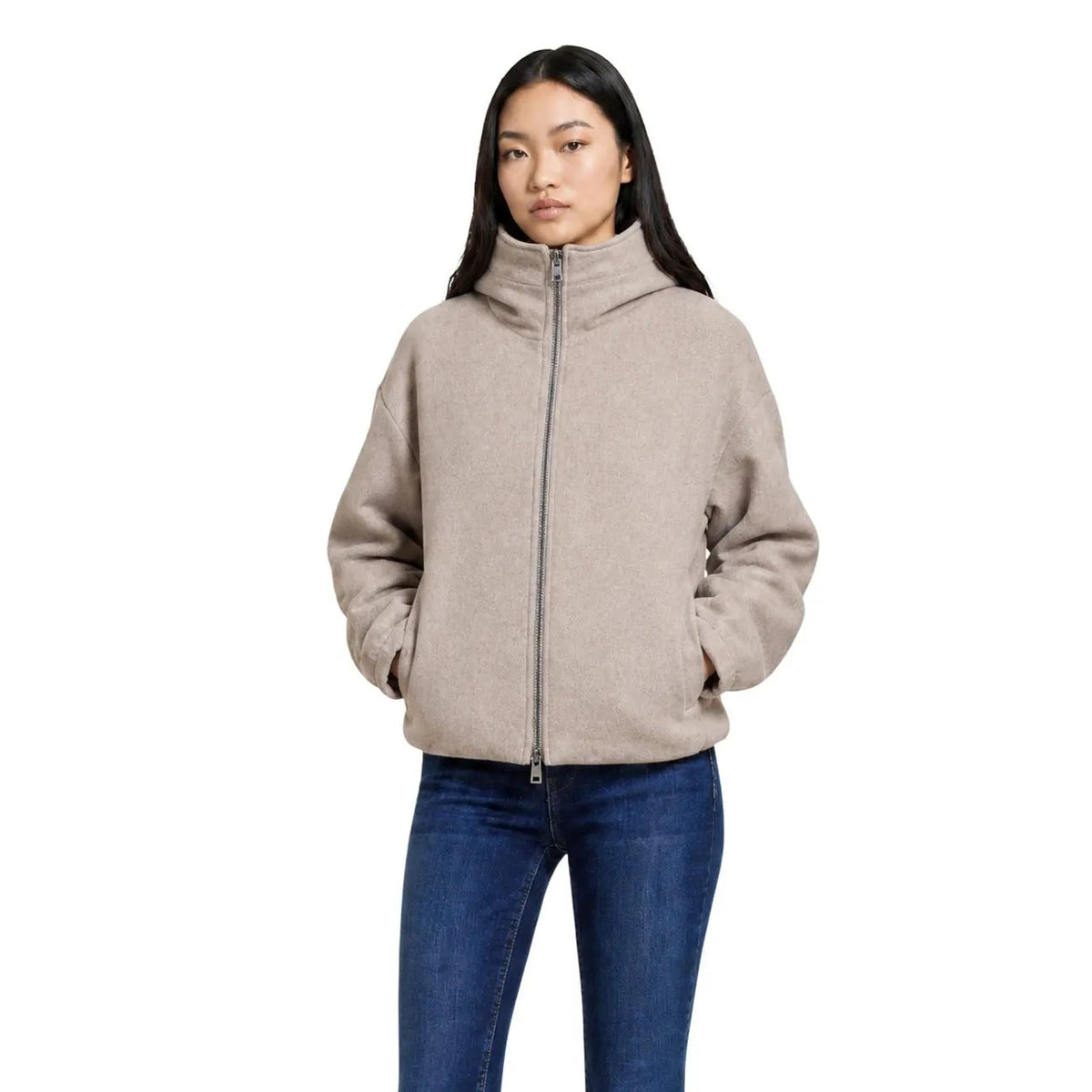Choral Women's Beige Wool Hooded Jacket
