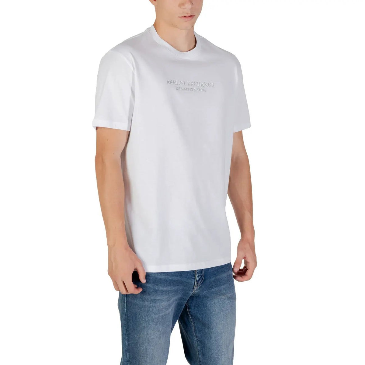 Armani Exchange Men's White Printed Cotton T-Shirt