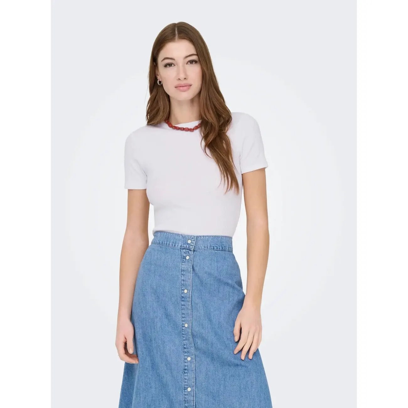 Only Women Red T Shirt With Stretch Comfort For Everyday Wear All Day by Only