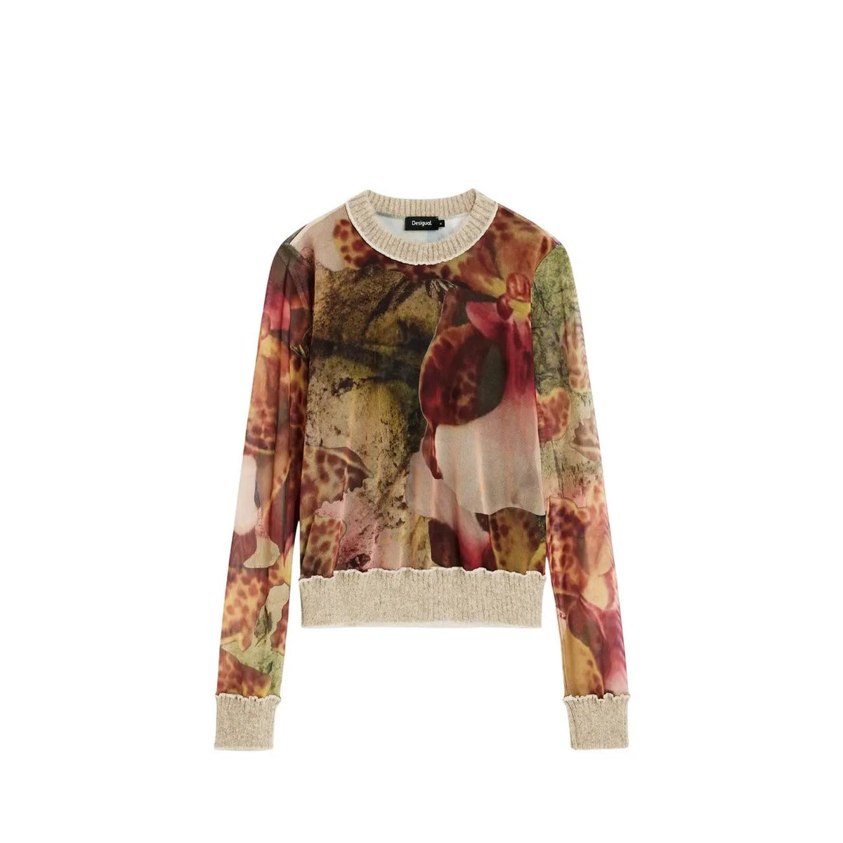 Desigual Women's Orchids Lacroix Brown T-Shirt