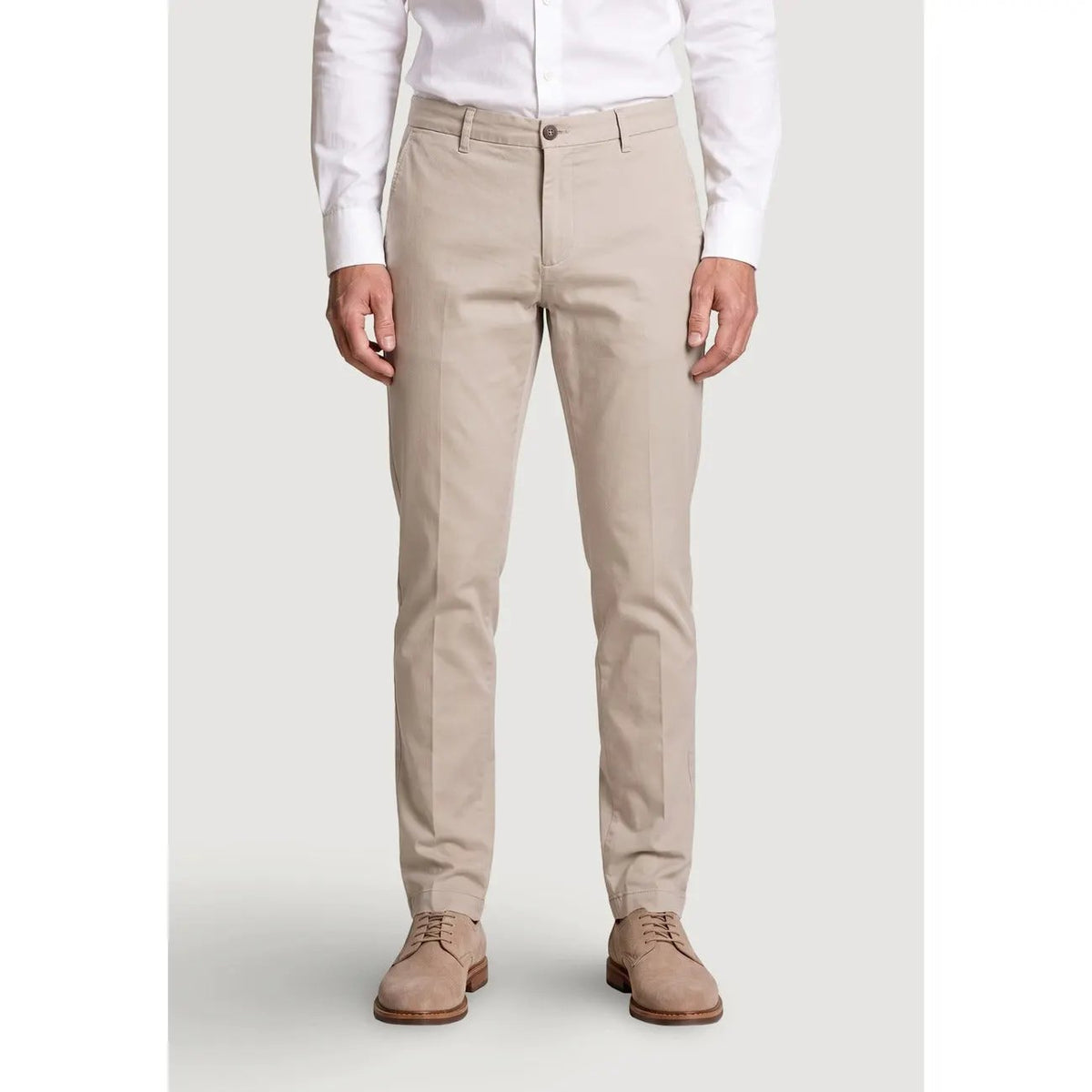 Borghese Men's Domiziano Beige Cotton Chino Trousers