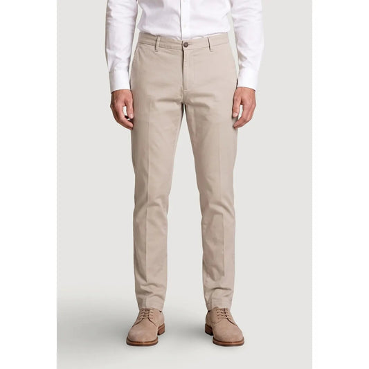 Borghese Men's Domiziano Beige Cotton Chino Trousers