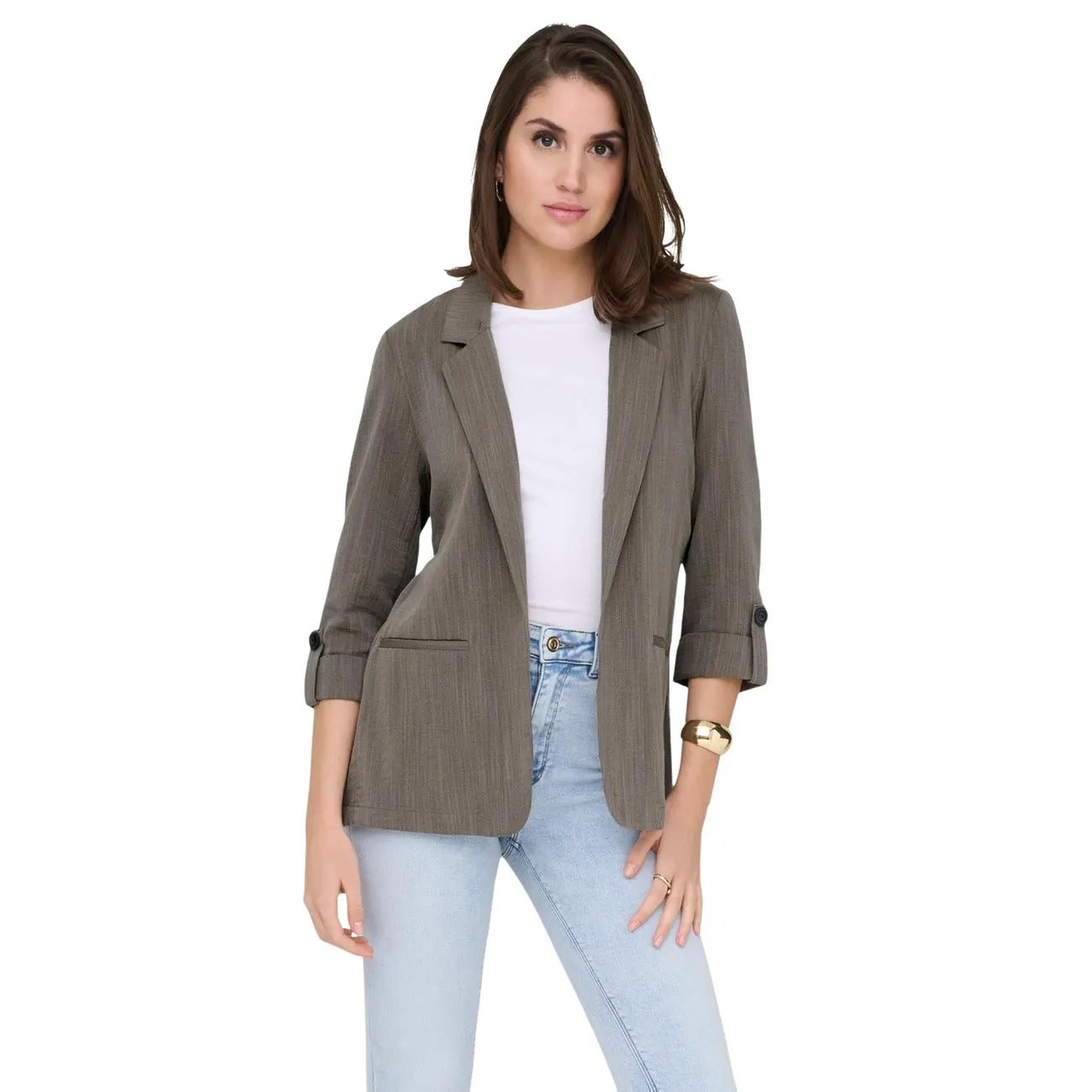 Only Women Green Blazer Stylish Three Quarter Sleeve Lapel Jacket by Only