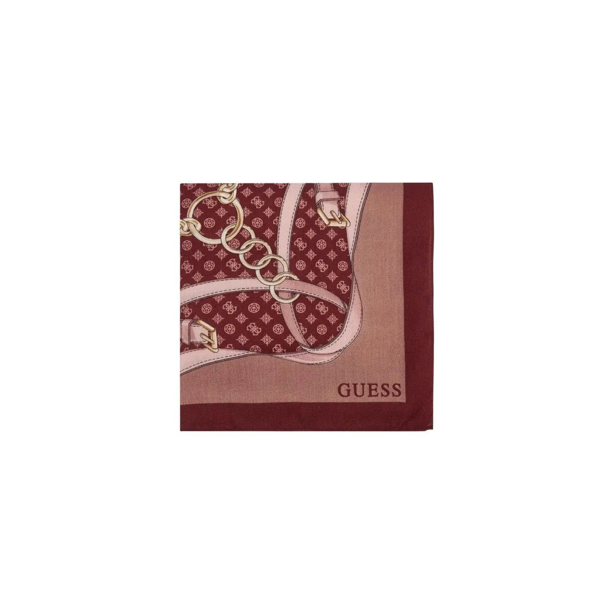 Guess Women's Burgundy Printed Scarf for Fall and Winter