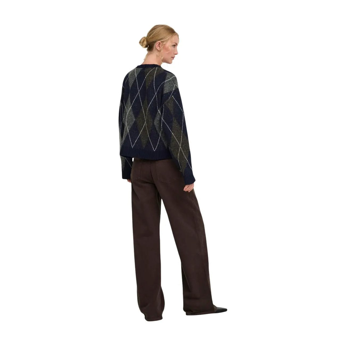 Only Women's Rhombus Blue Argyle Sweater