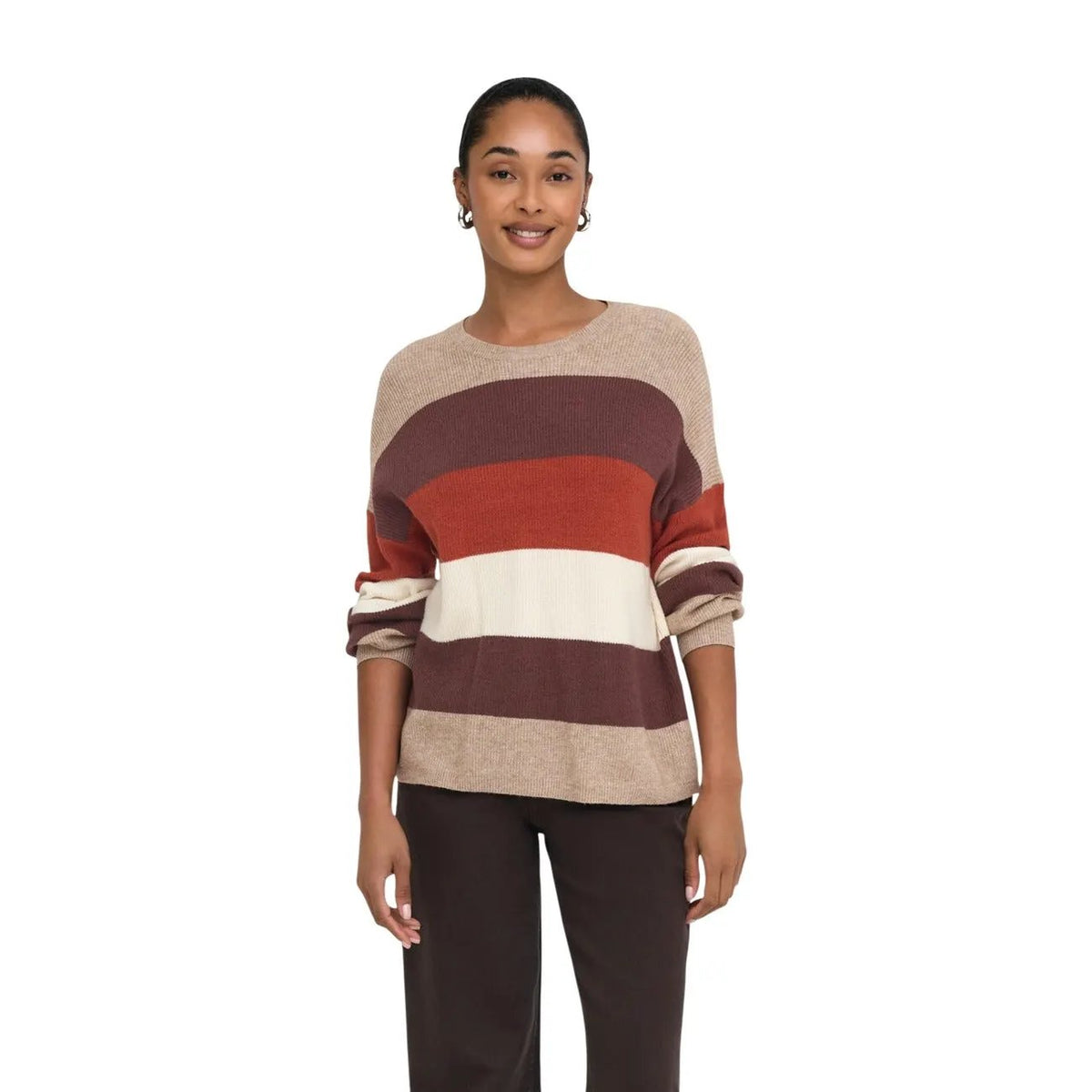 Only Women's Atia Beige Striped Sweater