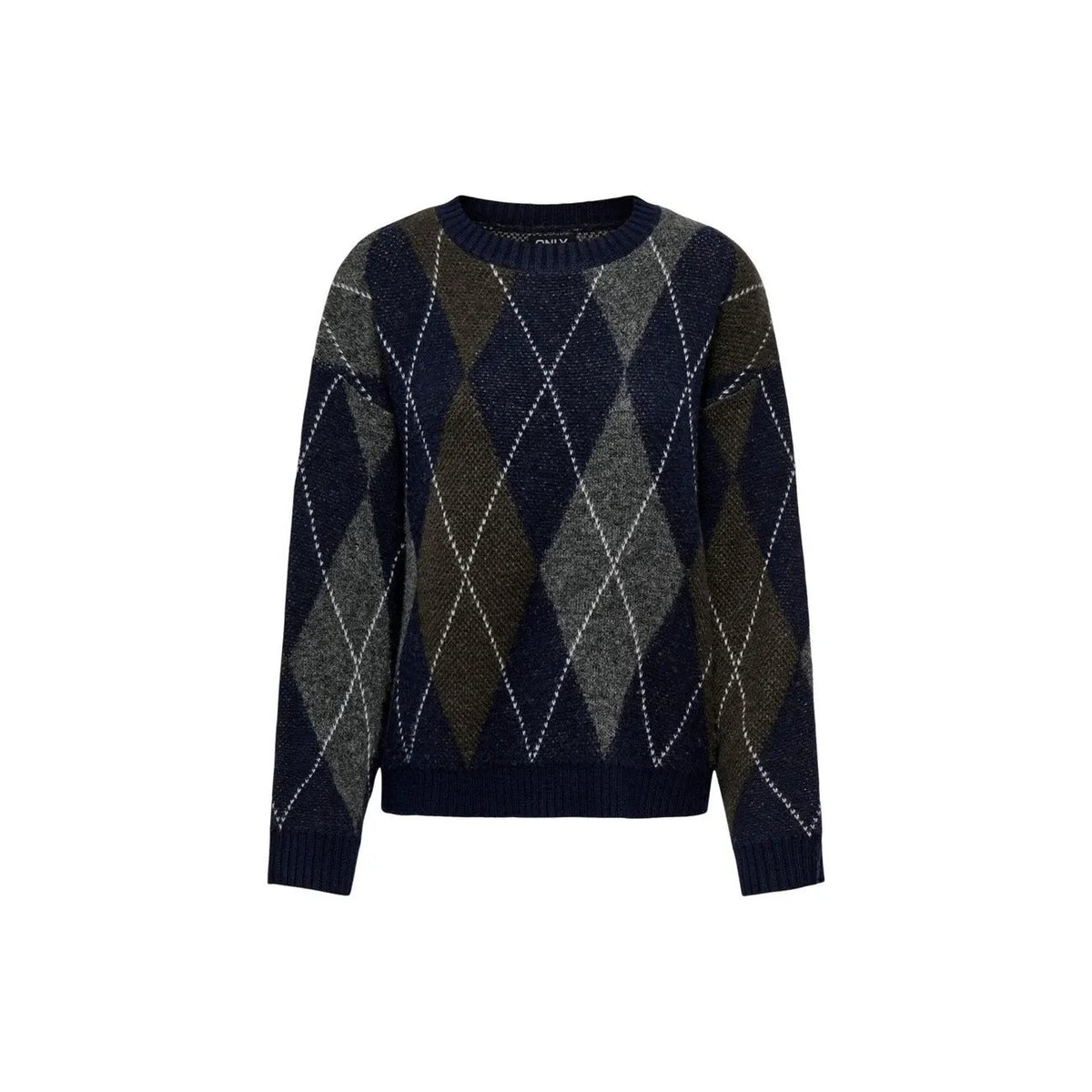 Only Women's Rhombus Blue Argyle Sweater