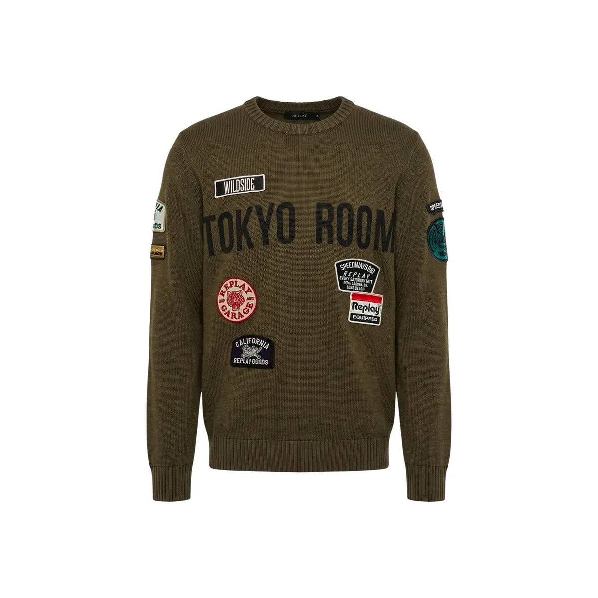 Replay Men's Green Garment Dyed Cotton Sweater