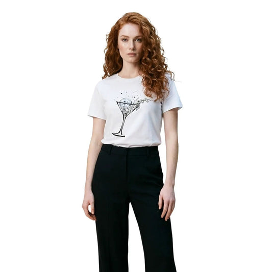 Liu Jo Women White Stylish Cotton Graphic Print Short Sleeve T Shirt Top by Liu Jo