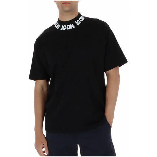 Icon Men's Black Printed Cotton T-Shirt IUT028