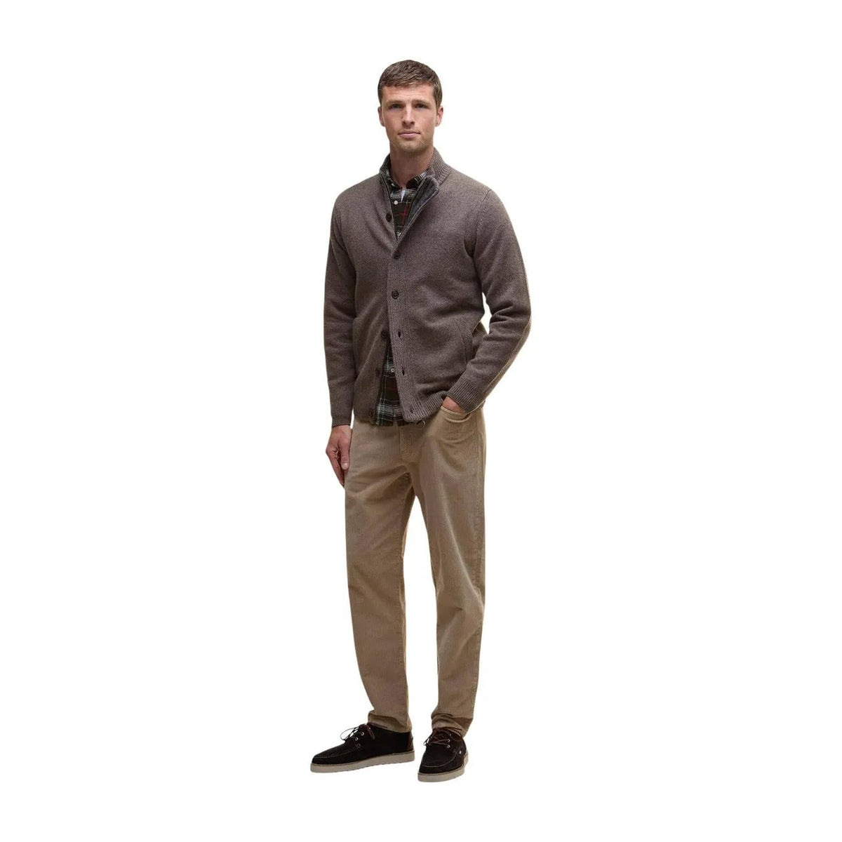 Barbour Men's Essential Patch Green Wool Cardigan