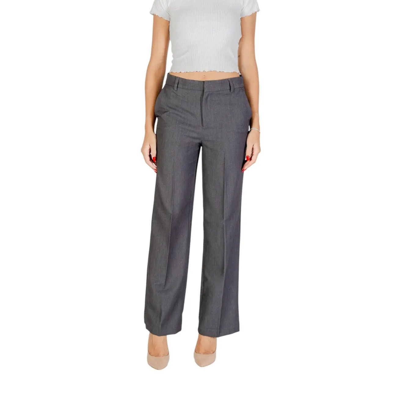 Only Women Black Stretch Wide Leg Trousers Formal Office Workwear by Only