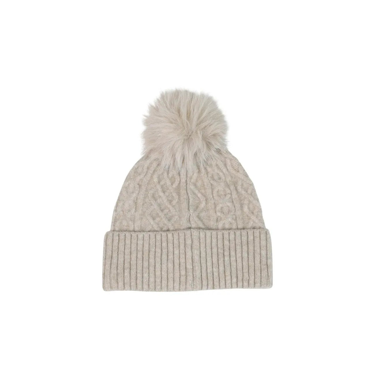 Pieces Women's Avia Beige Pompom Knit Hood