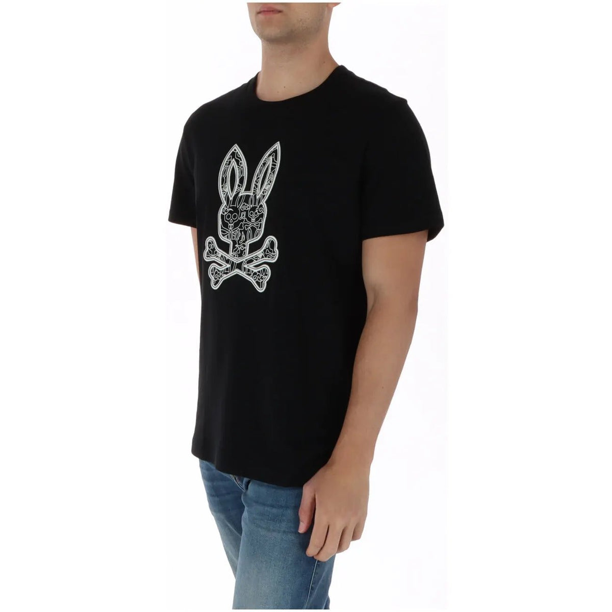 Psycho Bunny Men's Black Printed Cotton T-Shirt MT0200214
