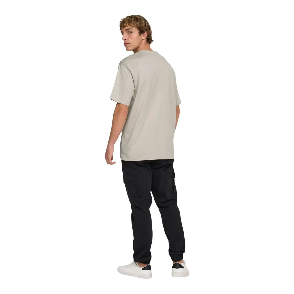 Only & Sons Men's Fred Beige Relaxed Cotton T-Shirt
