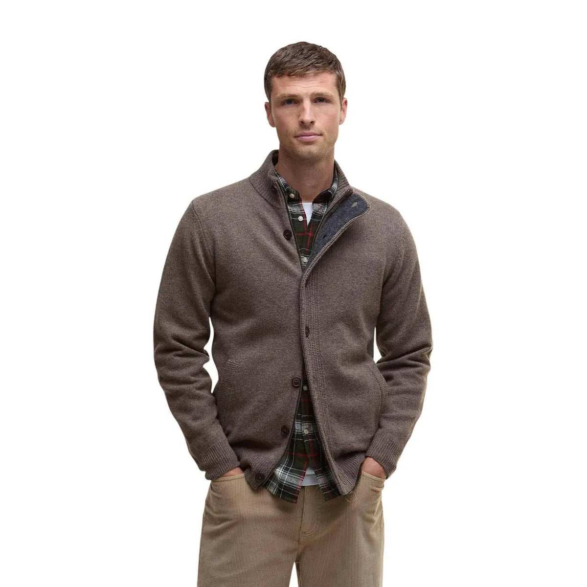 Barbour Men's Essential Patch Green Wool Cardigan