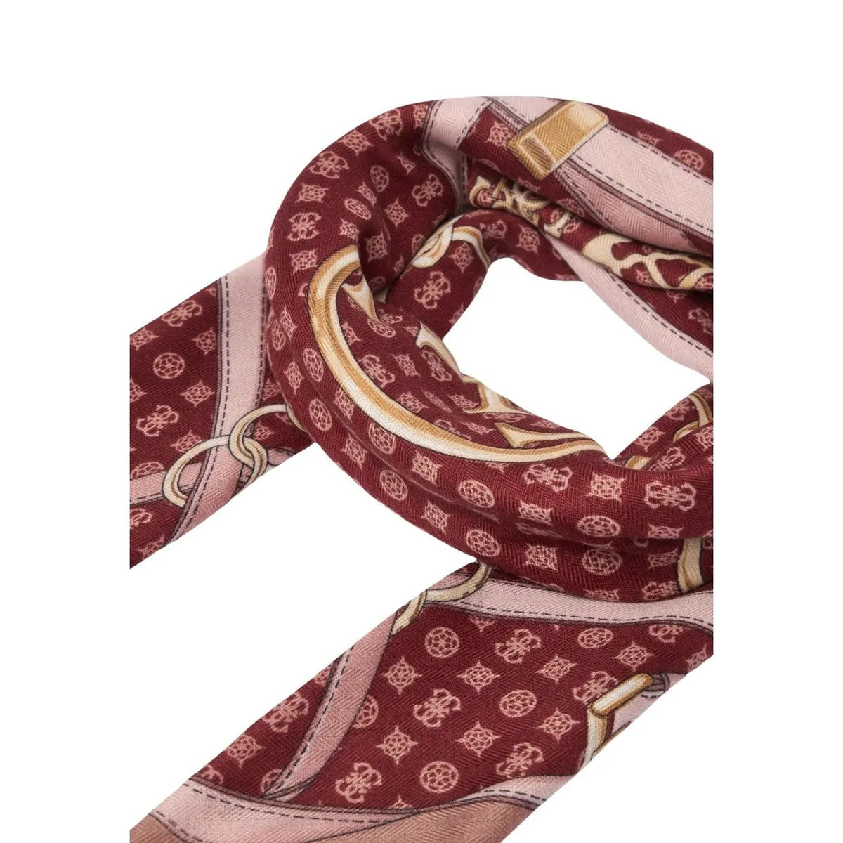 Guess Women's Burgundy Printed Scarf for Fall and Winter
