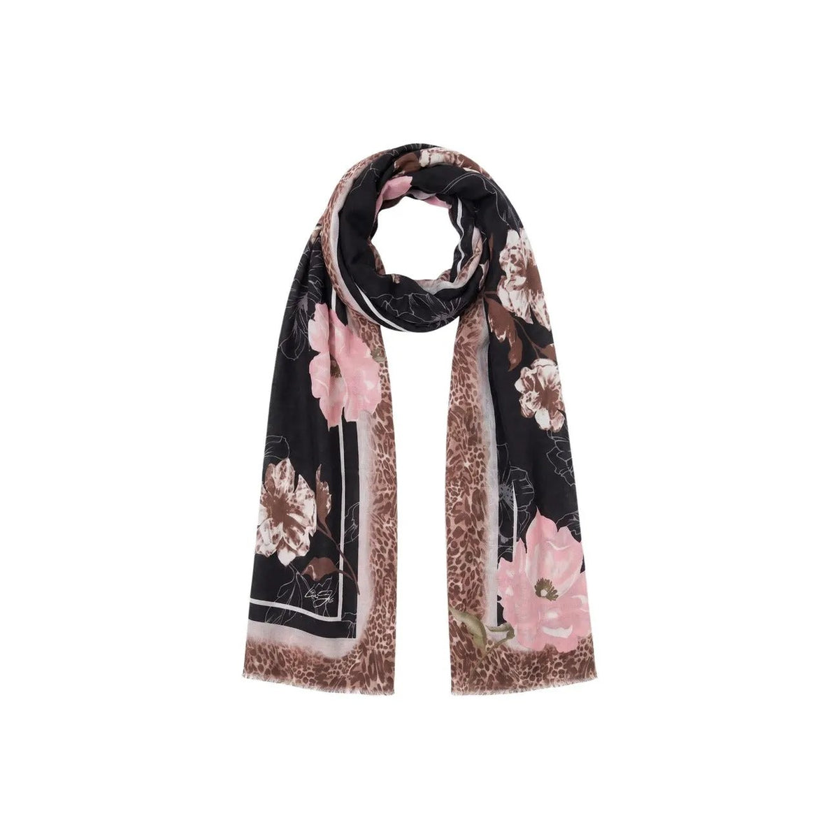 Liu Jo Women Elegant Grey Patterned Winter Scarf Shawl With Fringe Detail by Liu Jo