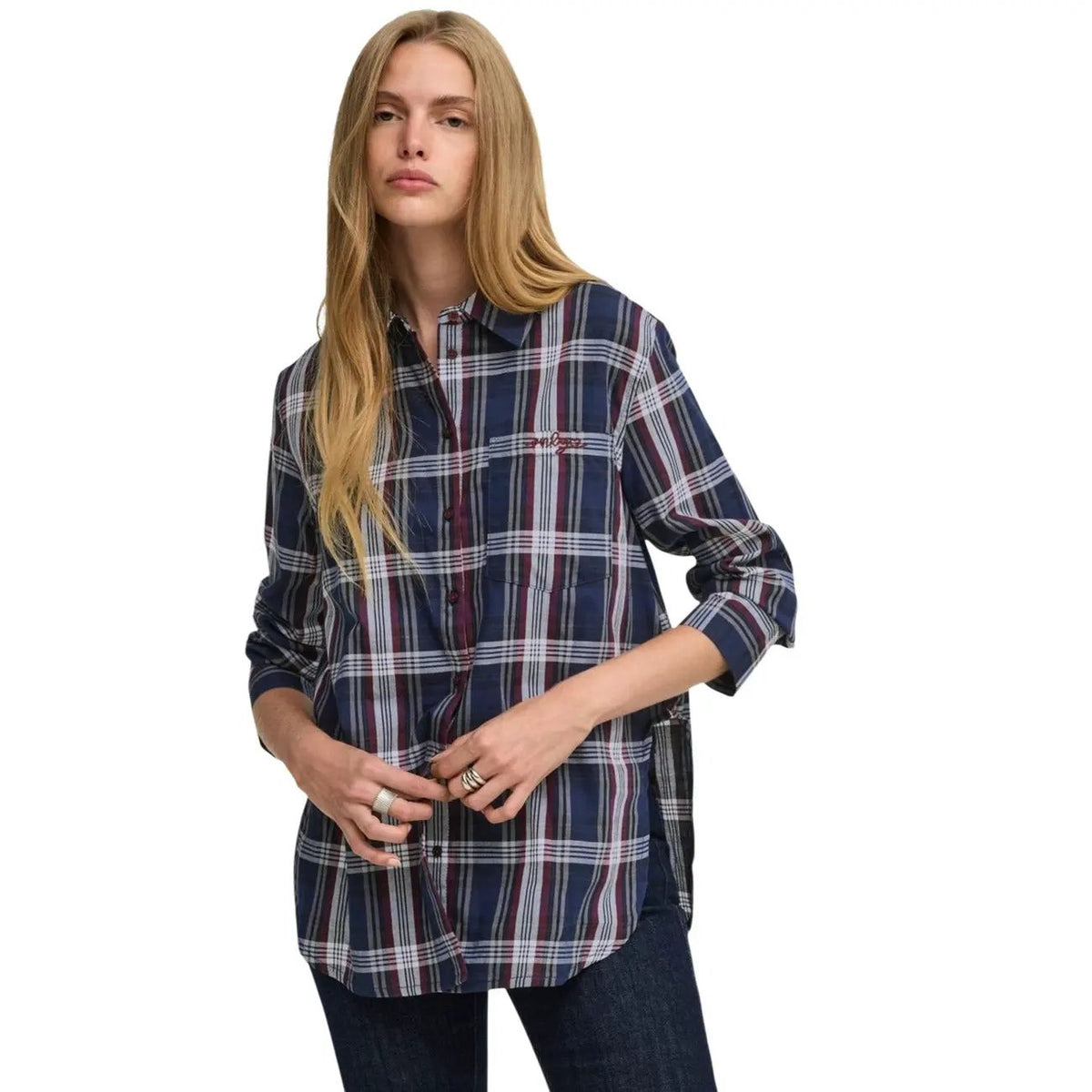 Only Women's Surani Blue Check Cotton Shirt