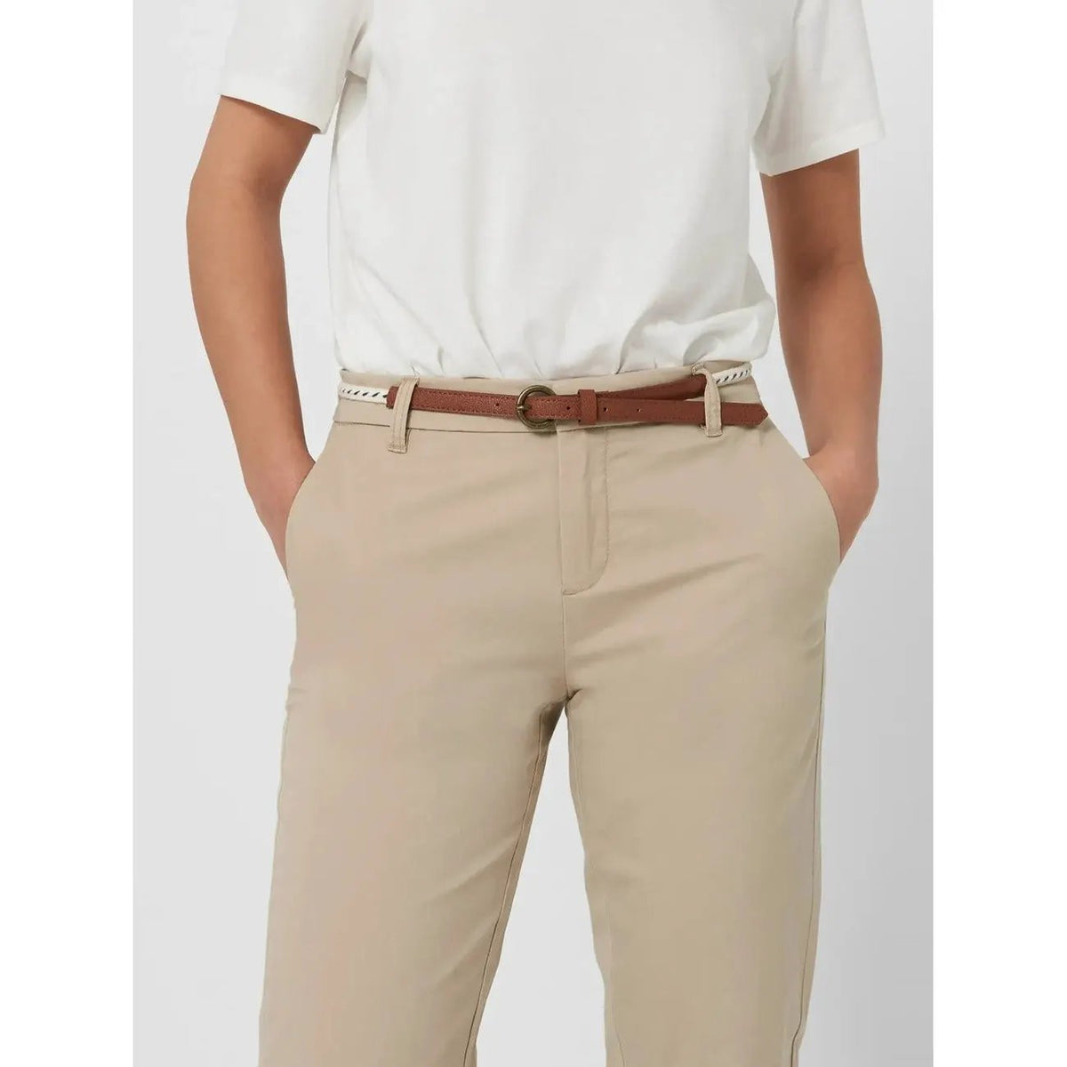 Only Women's Beige Cotton Trousers