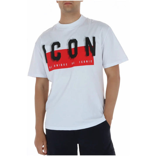 Icon Men's White Printed Cotton T-Shirt IUT041