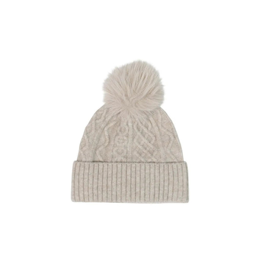 Pieces Women's Avia Beige Pompom Knit Hood