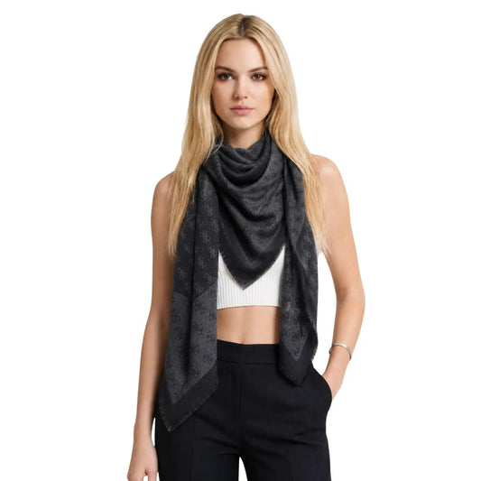 Guess Women's Gray Lindsey Printed Scarf for Fall and Winter